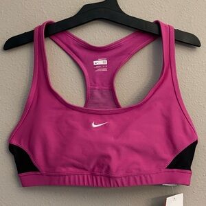 Nike Fit Dry Womens Pink and Black Sports Bra Dri Fit Size Medium NEW With Tags